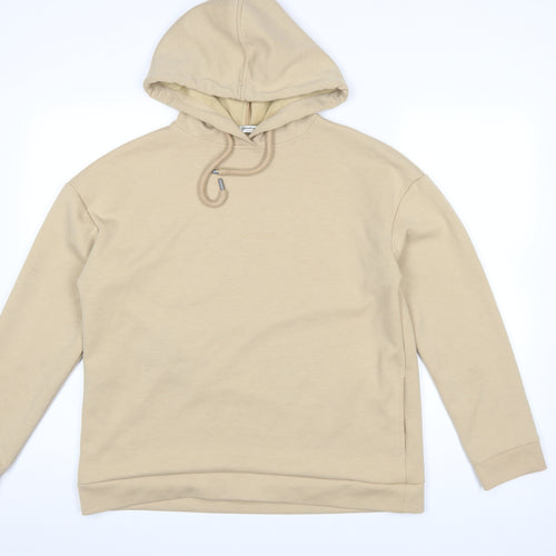 Stradivarius Women Beige Pullover Hoodie Medium Drawstring Casual