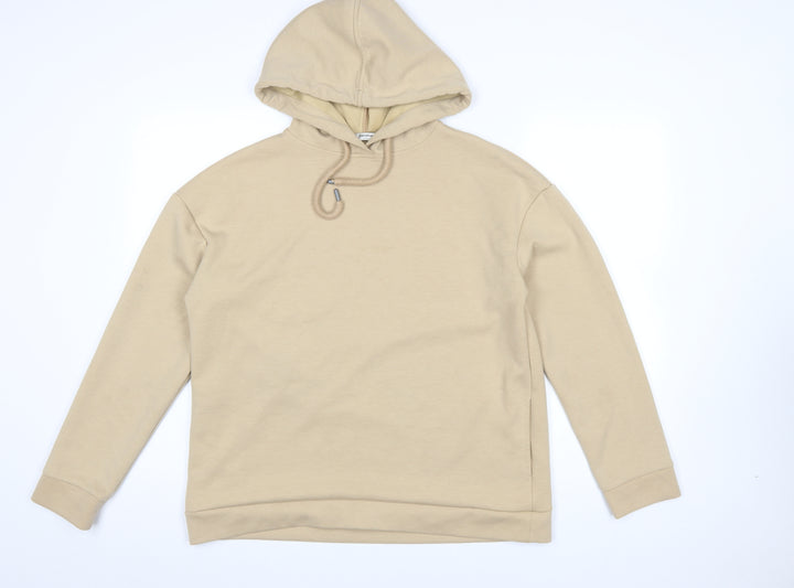 Stradivarius Women Beige Pullover Hoodie Medium Drawstring Casual