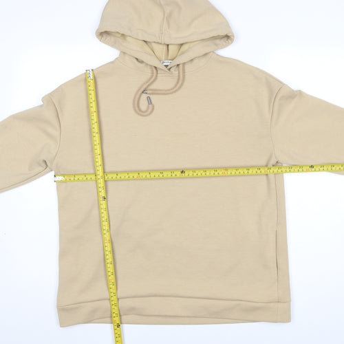 Stradivarius Women Beige Pullover Hoodie Medium Drawstring Casual