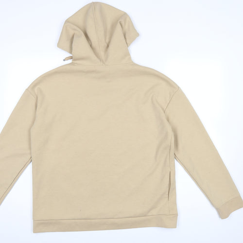 Stradivarius Women Beige Pullover Hoodie Medium Drawstring Casual