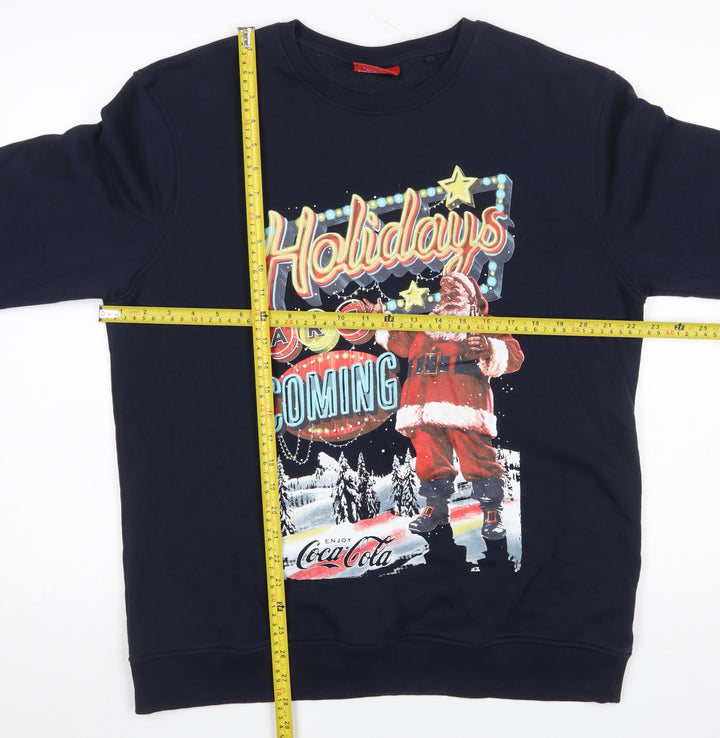 Coca-Cola Men's Blue Christmas Sweatshirt L Pullover Graphic Print