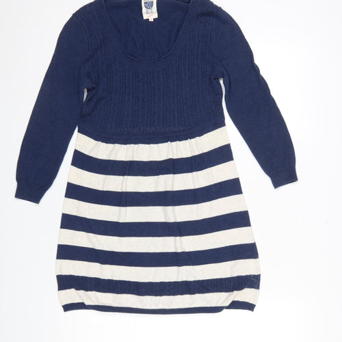 Soulful & Tru Women's Blue Striped Cotton Tunic Jumper Size 8