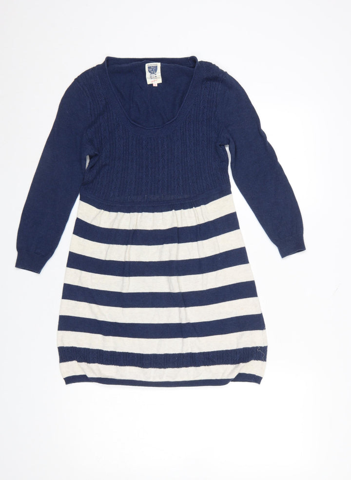 Soulful & Tru Women's Blue Striped Cotton Tunic Jumper Size 8