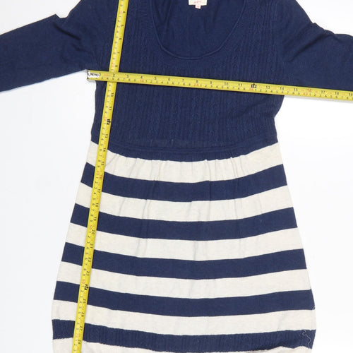 Soulful & Tru Women's Blue Striped Cotton Tunic Jumper Size 8