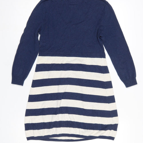 Soulful & Tru Women's Blue Striped Cotton Tunic Jumper Size 8