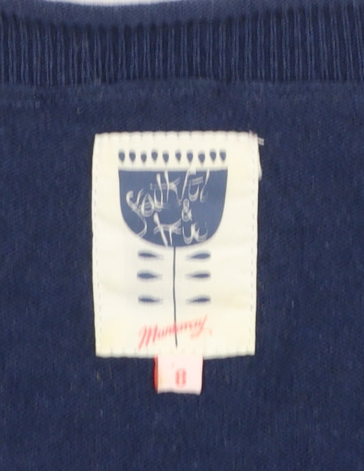 Soulful & Tru Women's Blue Striped Cotton Tunic Jumper Size 8