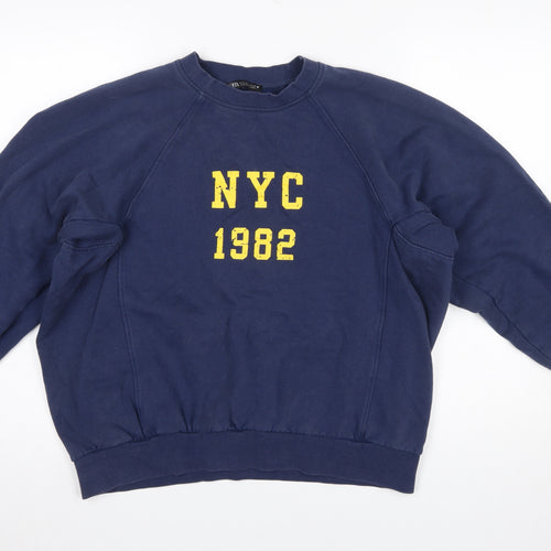 Zara Women Navy Blue NYC 1982 Pullover Sweatshirt Size S