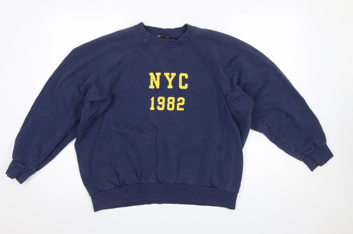 Zara Women Navy Blue NYC 1982 Pullover Sweatshirt Size S