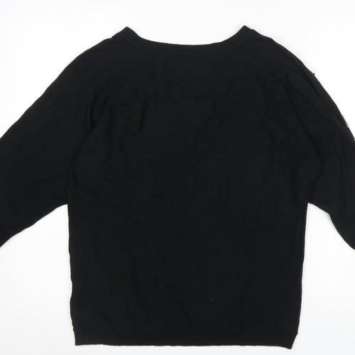 Roman Women’s Black Sequin Animal Print Pullover Jumper Size 14