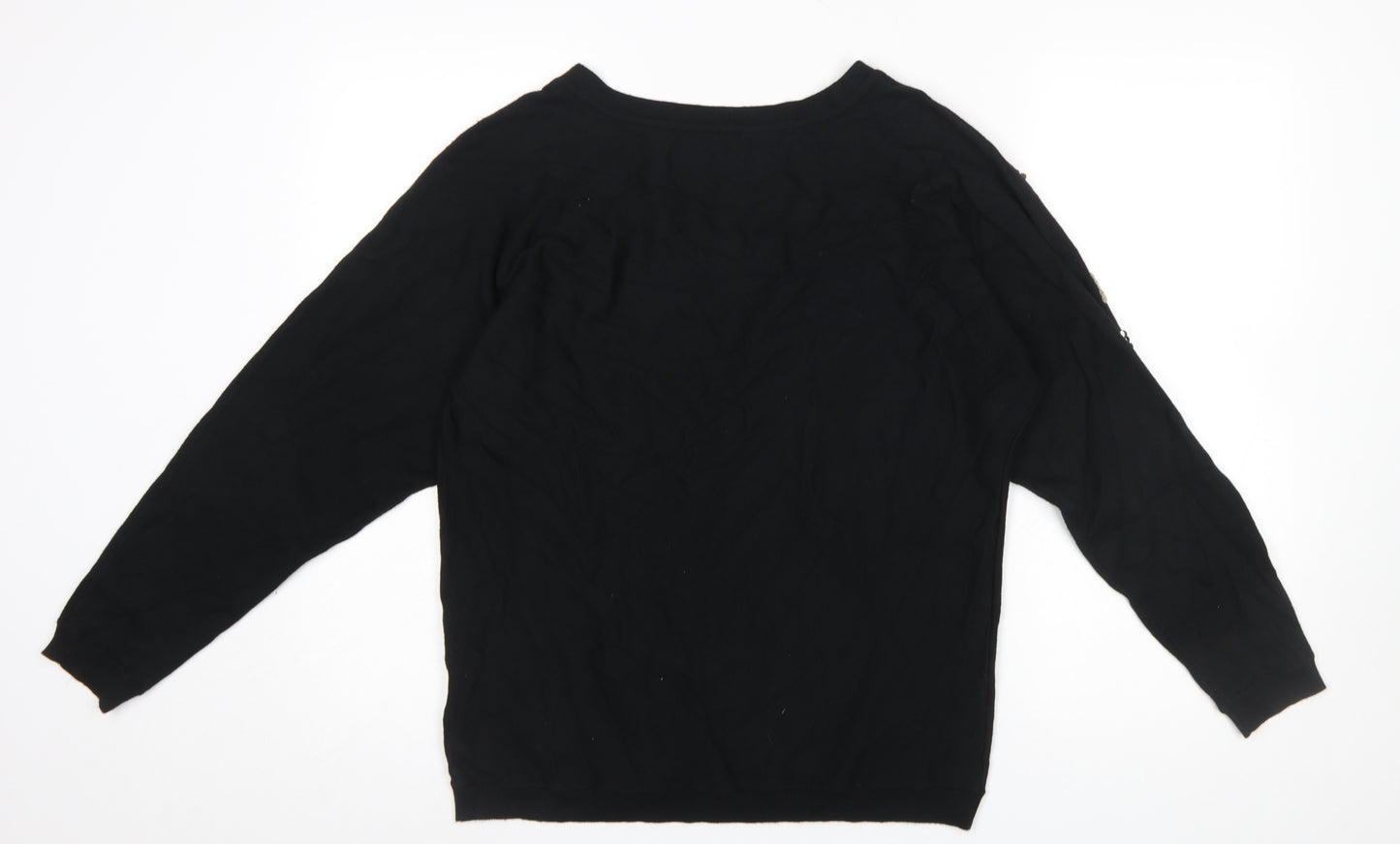 Roman Women’s Black Sequin Animal Print Pullover Jumper Size 14