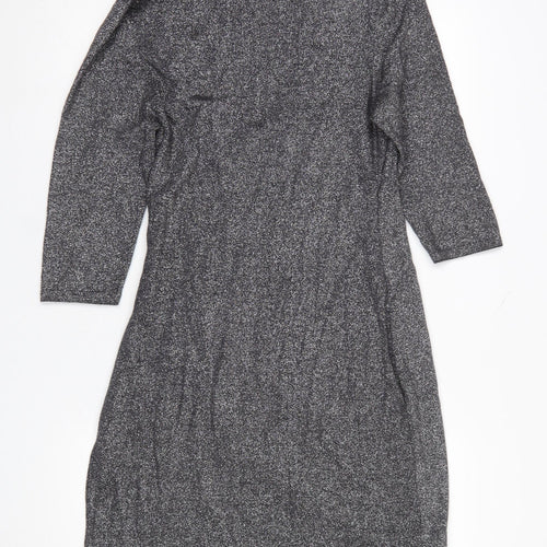 Phase Eight Womens Grey Metallic Ruched Wrap Dress Size 14