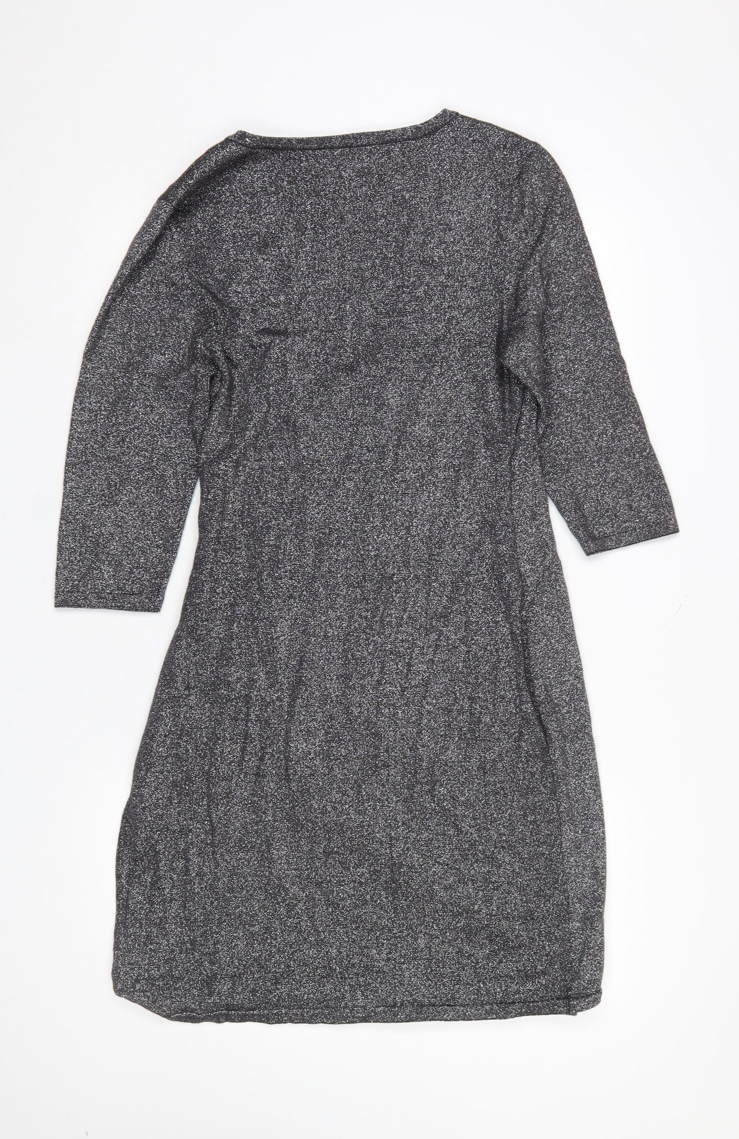 Phase Eight Womens Grey Metallic Ruched Wrap Dress Size 14