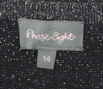 Phase Eight Womens Grey Metallic Ruched Wrap Dress Size 14