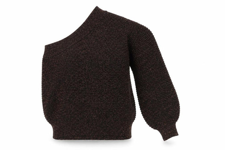 Mango Women’s Brown Asymmetrical One Sleeve Knit Pullover Jumper Size S