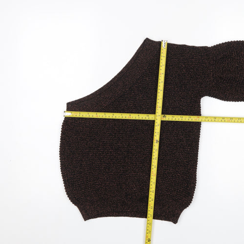 Mango Women’s Brown Asymmetrical One Sleeve Knit Pullover Jumper Size S