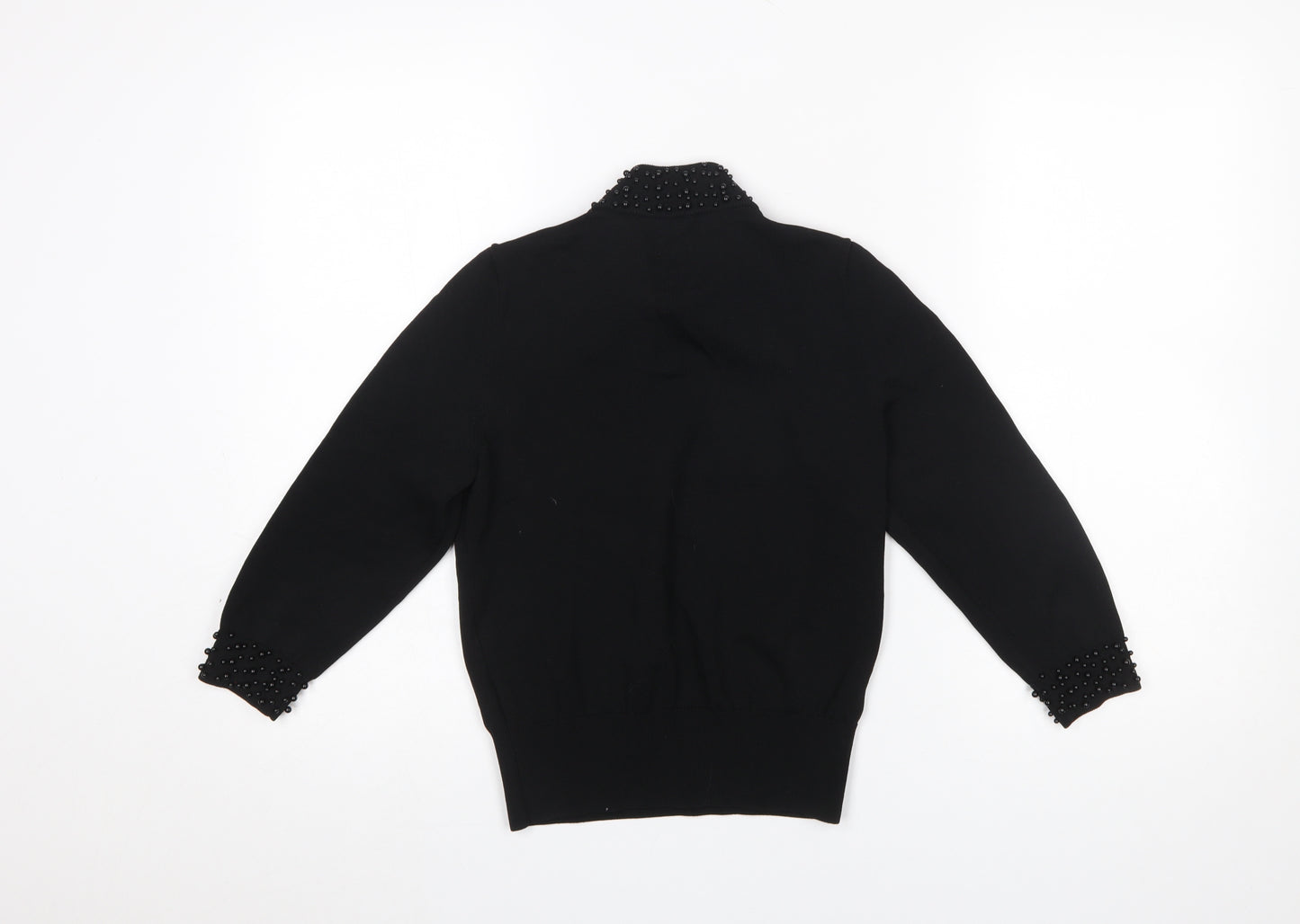 H&M Women’s Black Beaded Mock Neck Long Sleeve Jumper XS