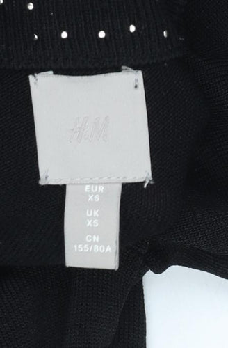 H&M Women’s Black Beaded Mock Neck Long Sleeve Jumper XS
