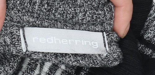 Red Herring Women’s Grey Striped Roll Neck Jumper Size 12