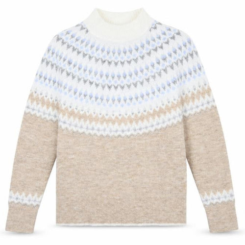 Fat Face Women’s Beige Fair Isle High Neck Jumper Size 8