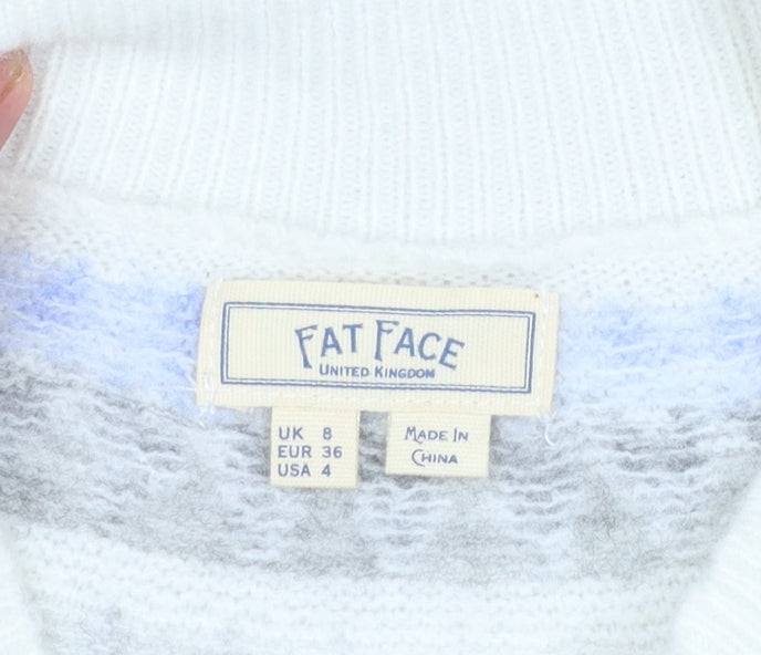 Fat Face Women’s Beige Fair Isle High Neck Jumper Size 8