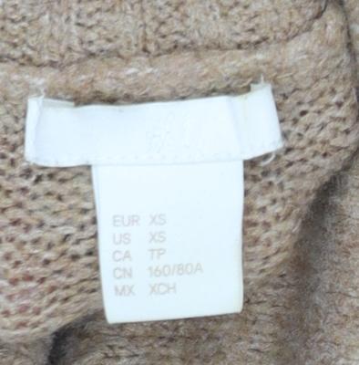 H&M Women’s Beige Roll Neck Animal Print Wool Blend Jumper XS