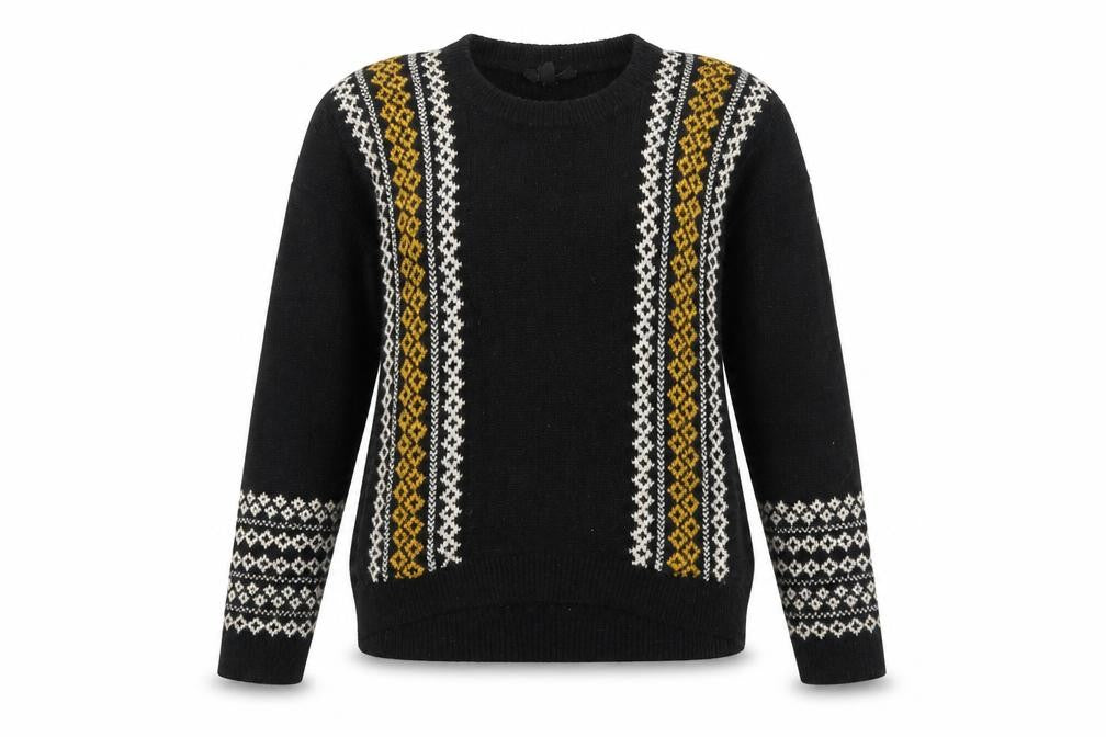 Topshop Women Black Fair Isle Knit Jumper UK 8 Long Sleeve Acrylic Mohair Blend