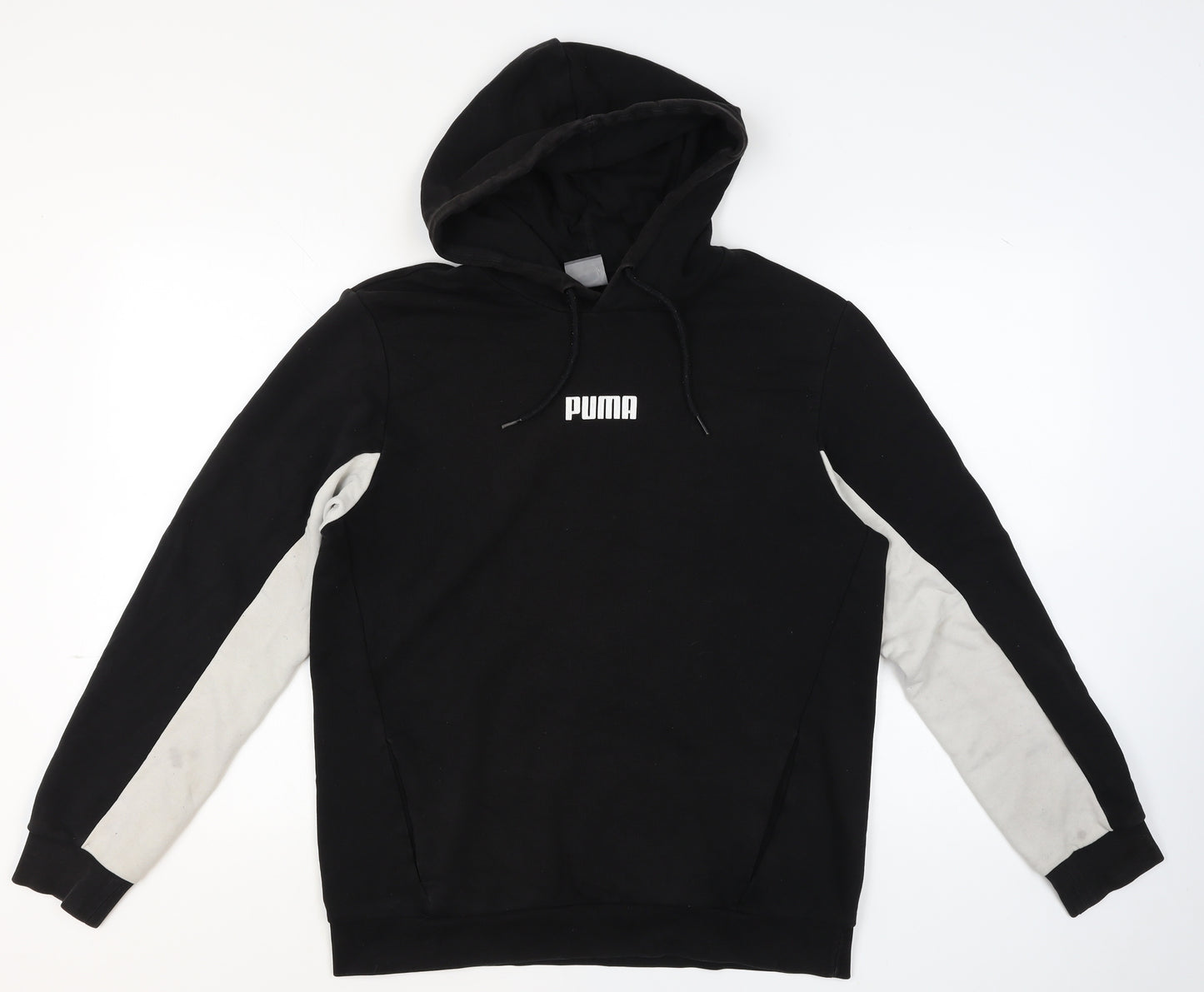 Puma Mens Black Medium Pullover Hoodie with Logo and Drawstring