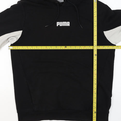 Puma Mens Black Medium Pullover Hoodie with Logo and Drawstring
