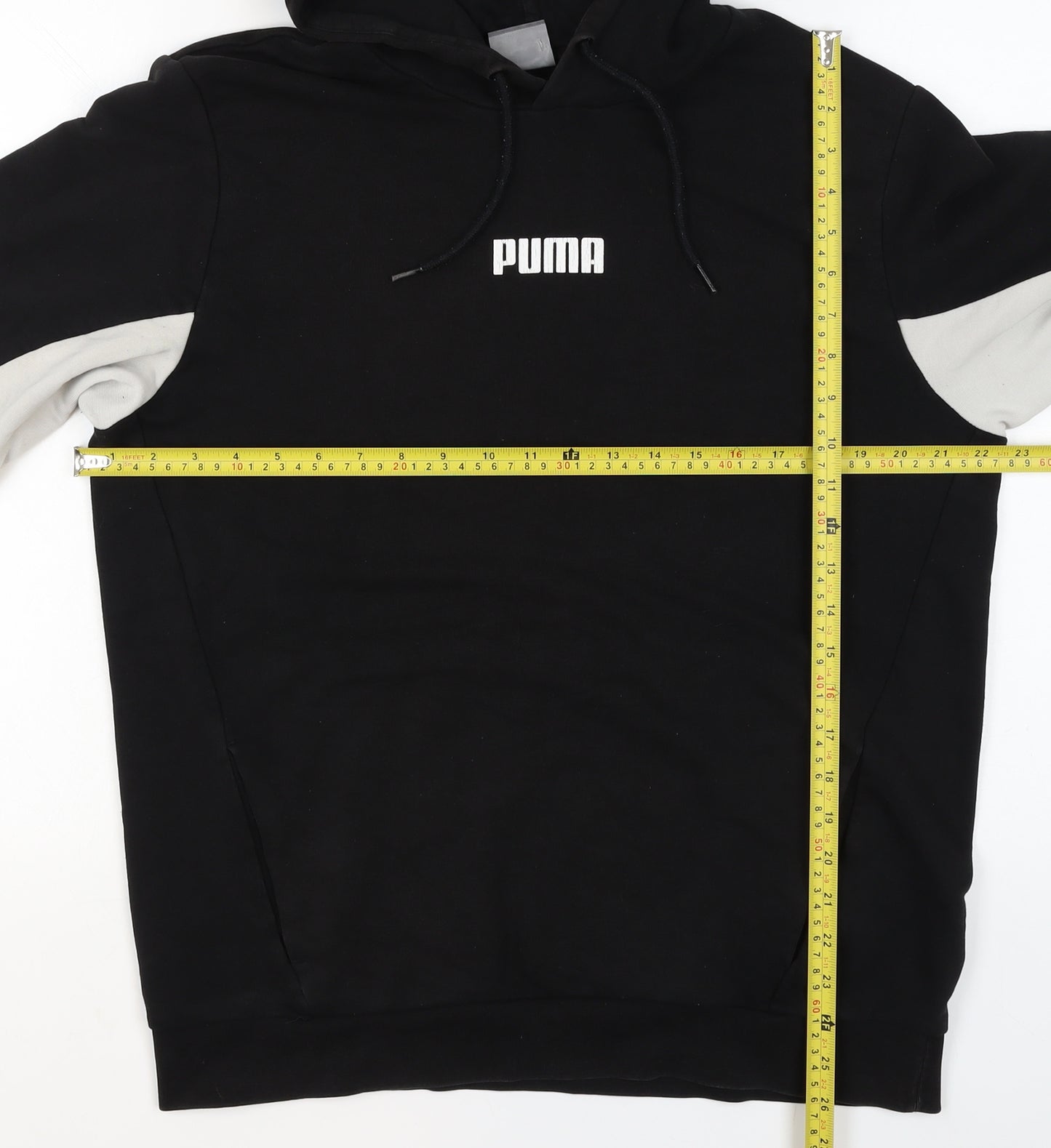 Puma Mens Black Medium Pullover Hoodie with Logo and Drawstring