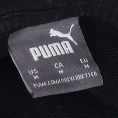 Puma Mens Black Medium Pullover Hoodie with Logo and Drawstring
