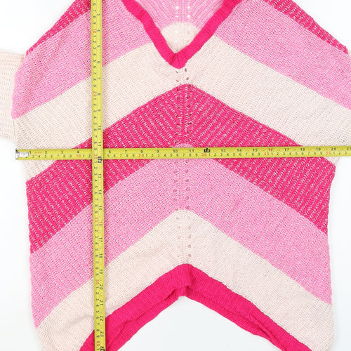 Simply Be Women’s Pink Striped Knit V-Neck Tunic Jumper Size 12/14