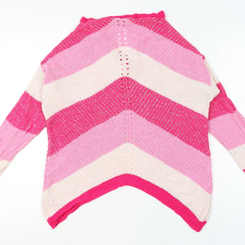 Simply Be Women’s Pink Striped Knit V-Neck Tunic Jumper Size 12/14