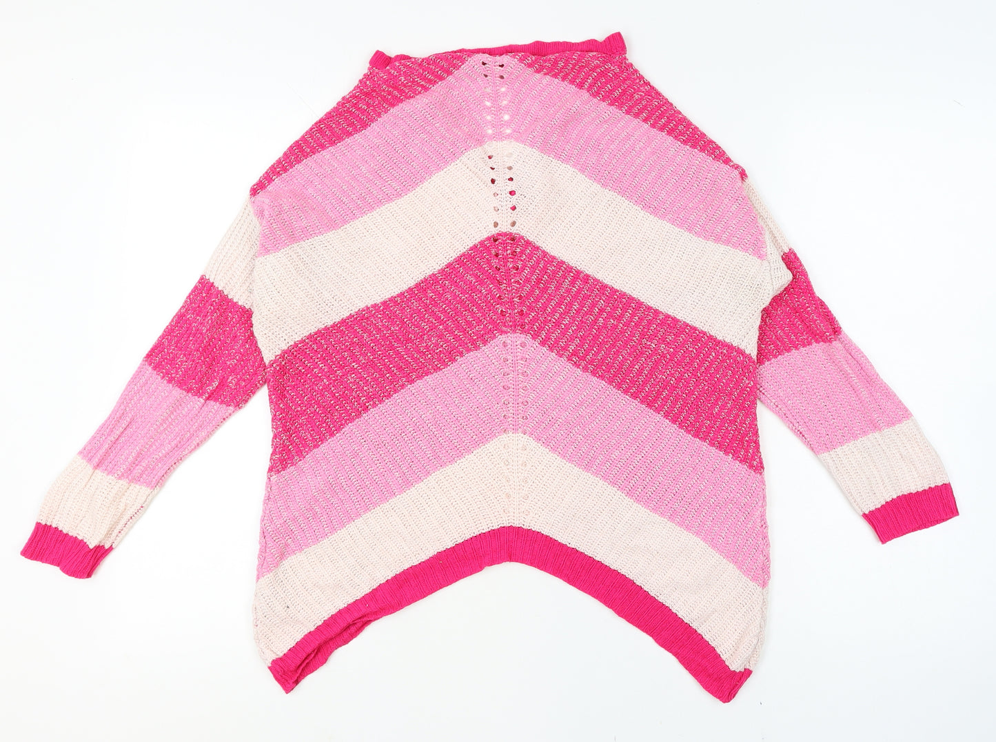 Simply Be Women’s Pink Striped Knit V-Neck Tunic Jumper Size 12/14