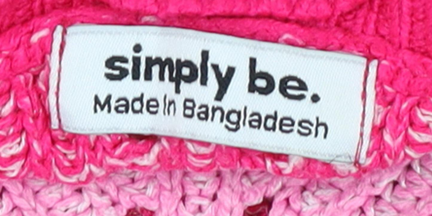 Simply Be Women’s Pink Striped Knit V-Neck Tunic Jumper Size 12/14