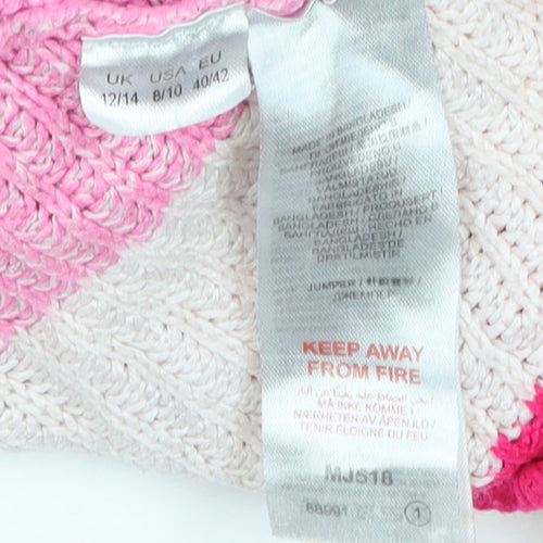 Simply Be Women’s Pink Striped Knit V-Neck Tunic Jumper Size 12/14
