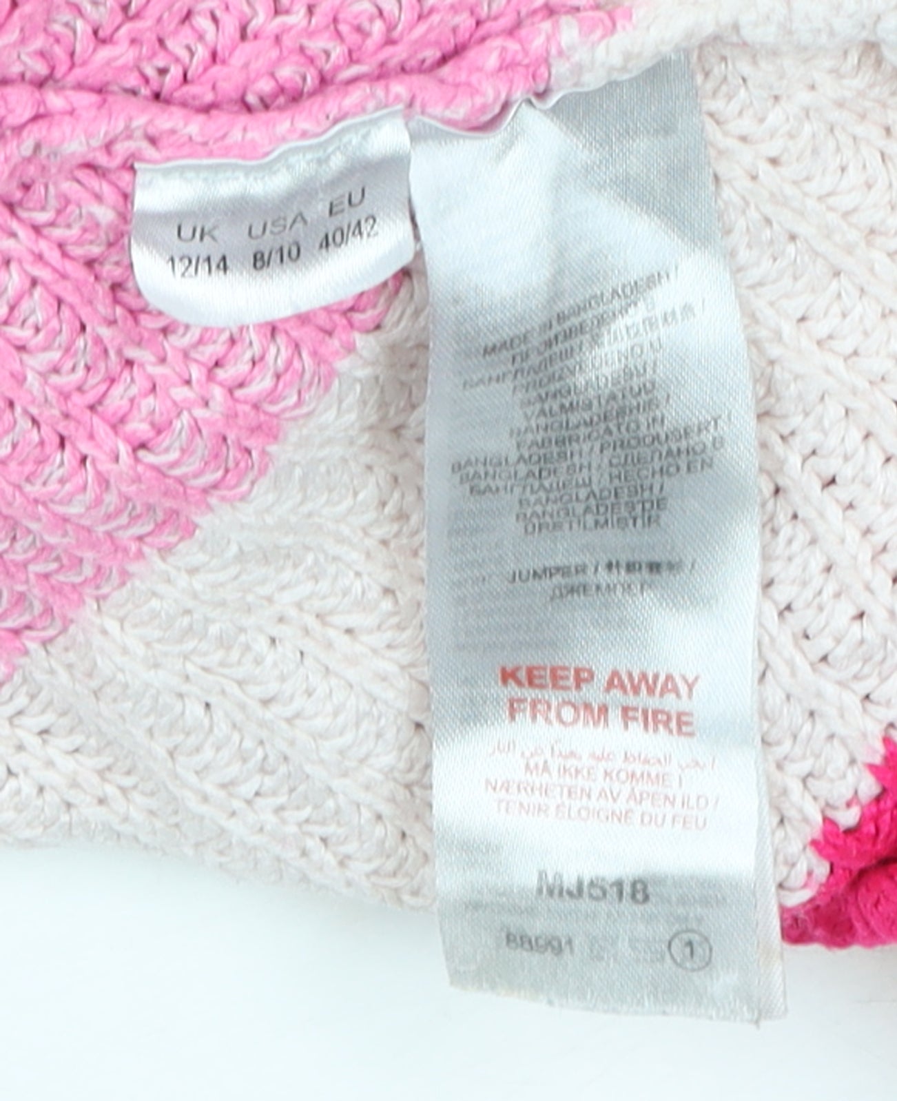 Simply Be Women’s Pink Striped Knit V-Neck Tunic Jumper Size 12/14