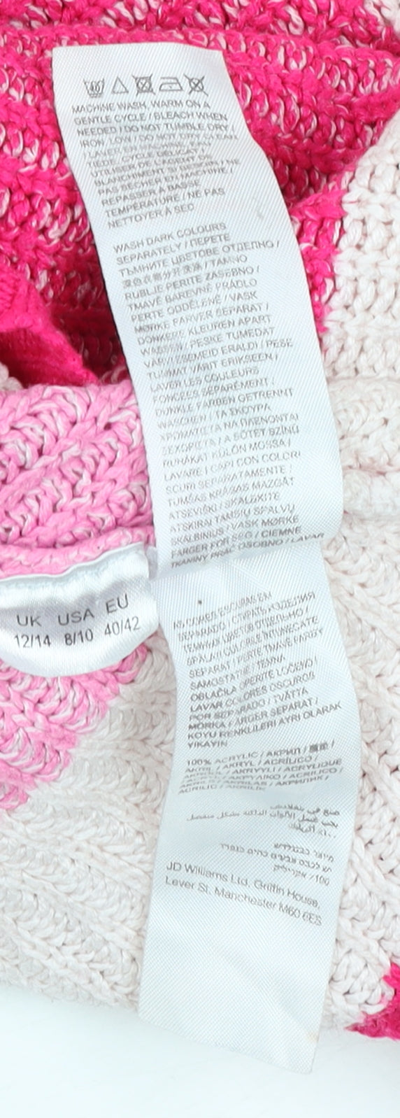Simply Be Women’s Pink Striped Knit V-Neck Tunic Jumper Size 12/14