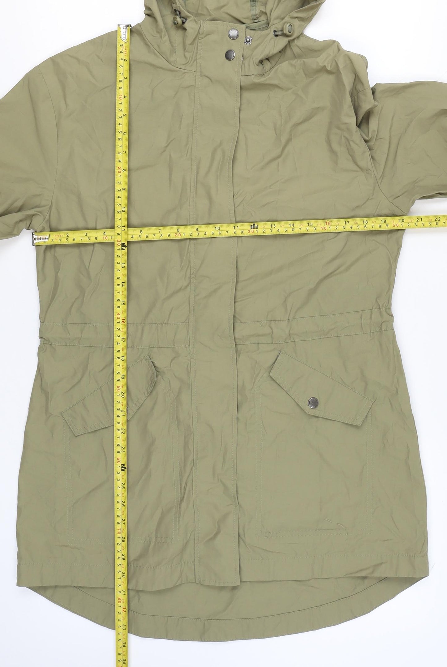FatFace Womens Olive Green Parka Jacket UK 12 Hooded Lined Cotton Nylon