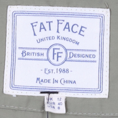 FatFace Womens Olive Green Parka Jacket UK 12 Hooded Lined Cotton Nylon