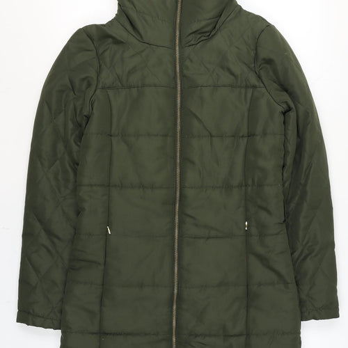 Vero Moda Women’s Green Puffer Jacket Size S Mid-Length Quilted Coat