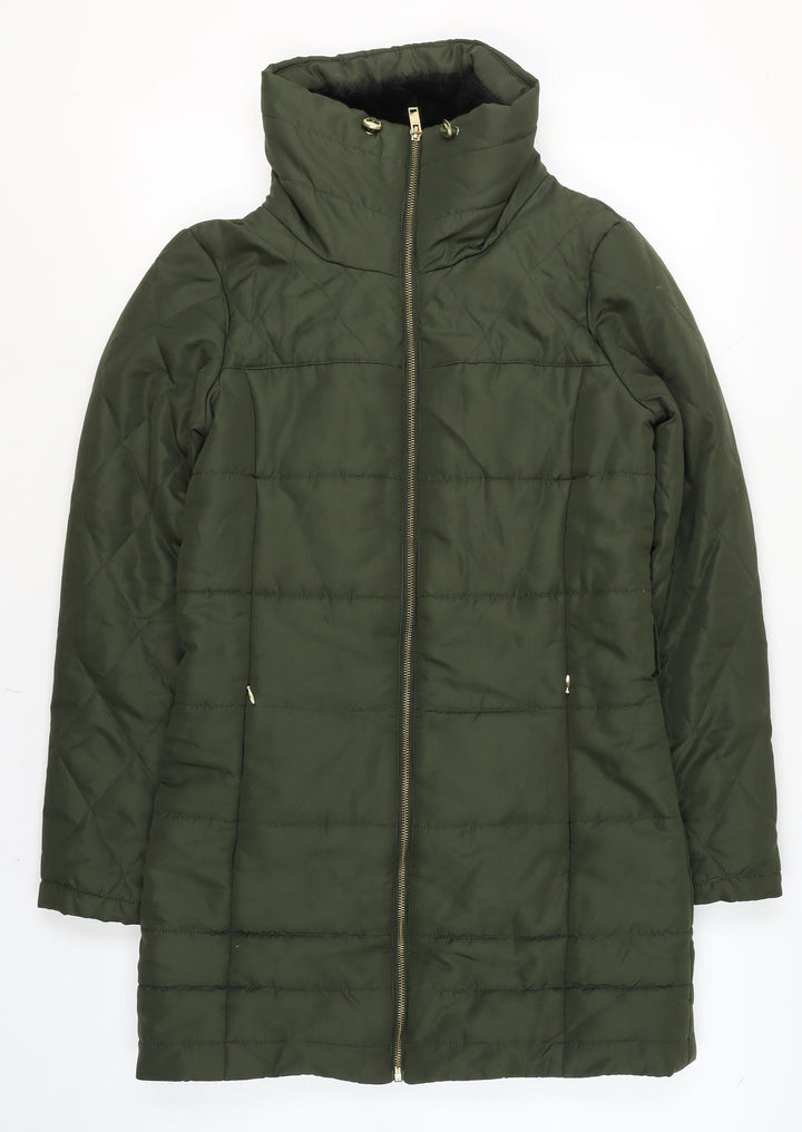 Vero Moda Women’s Green Puffer Jacket Size S Mid-Length Quilted Coat