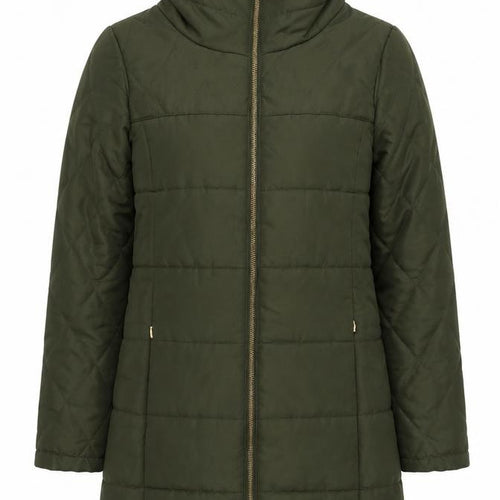 Vero Moda Women’s Green Puffer Jacket Size S Mid-Length Quilted Coat