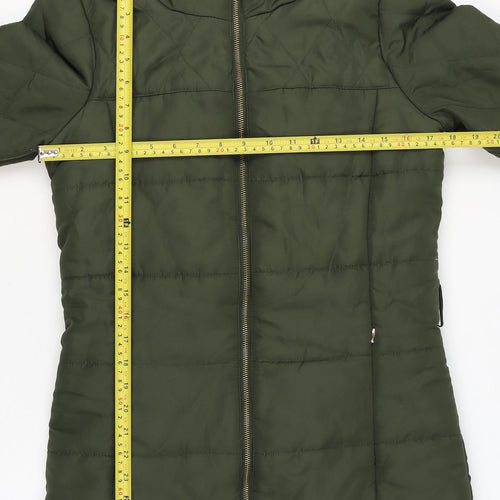 Vero Moda Women’s Green Puffer Jacket Size S Mid-Length Quilted Coat