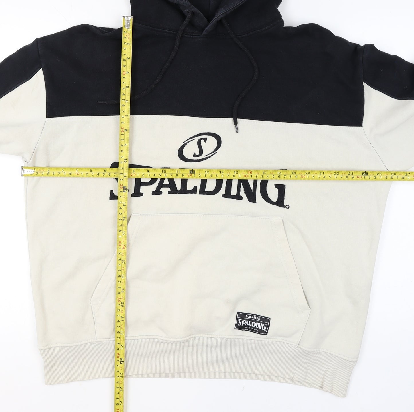 Pull & Bear Spalding Men’s Beige Black L Pullover Hoodie