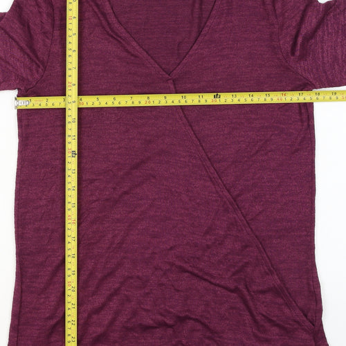 Gap Women's Purple Wrap V-Neck Long Sleeve Jersey Top Size S