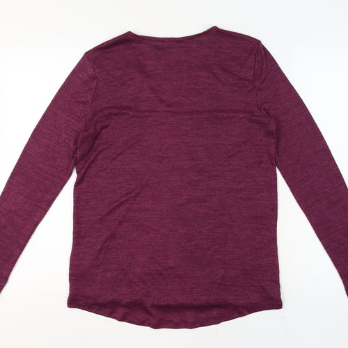 Gap Women's Purple Wrap V-Neck Long Sleeve Jersey Top Size S