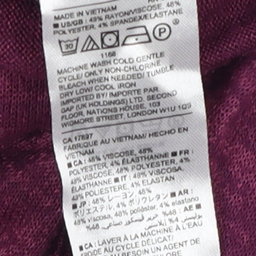 Gap Women's Purple Wrap V-Neck Long Sleeve Jersey Top Size S