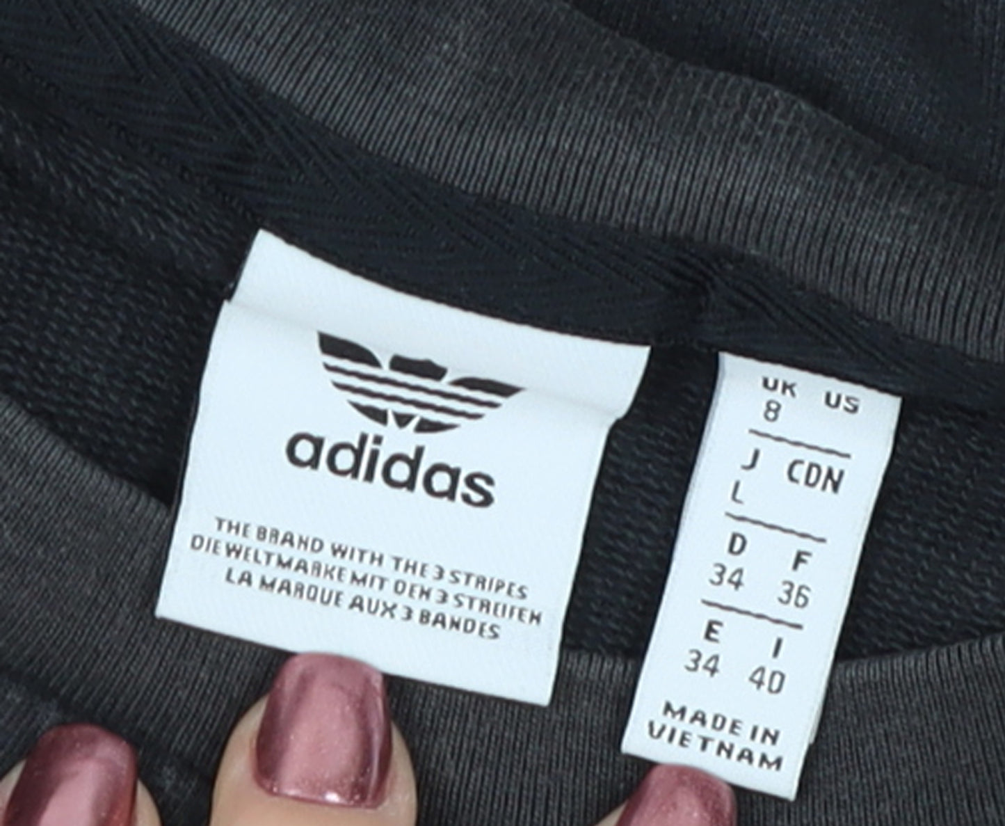 Adidas Womens Black Cropped Logo T-Shirt Size 8 Relaxed Fit