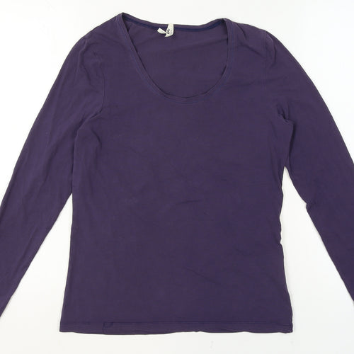 Part Two Womens Purple Long Sleeve Scoop Neck Stretch Jersey Top Size M