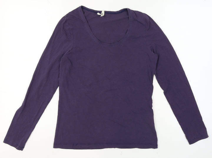Part Two Womens Purple Long Sleeve Scoop Neck Stretch Jersey Top Size M